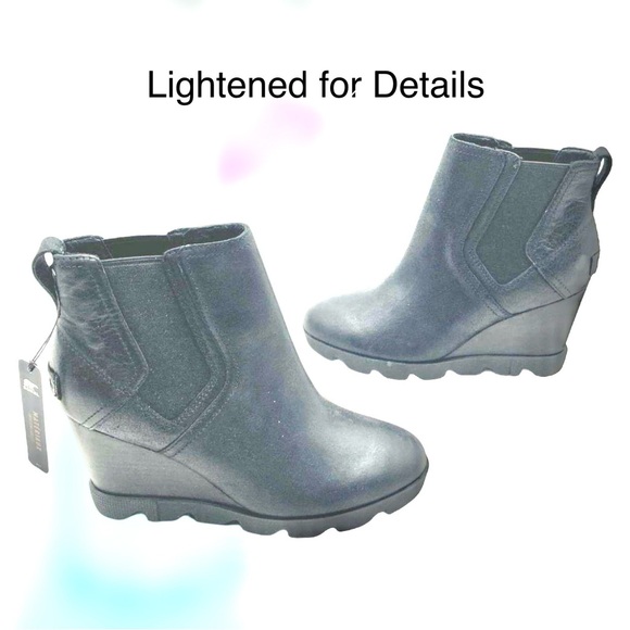 SOREL NWT WATERPROOF JOAN UPTOWN CHELSEA LUG BOOTS IN BLACK LEATHER 7.5 FIRM - Picture 4 of 10